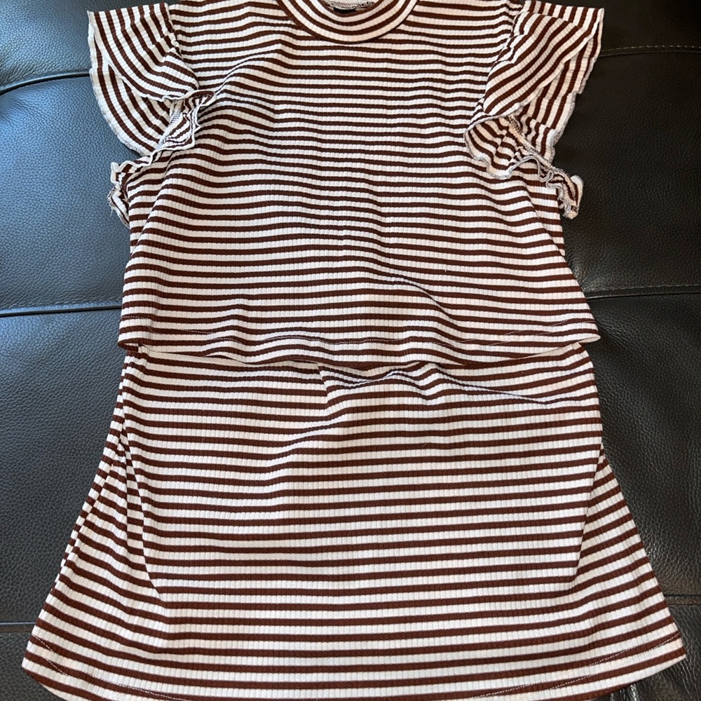 Striped Brown and White breast feeding top